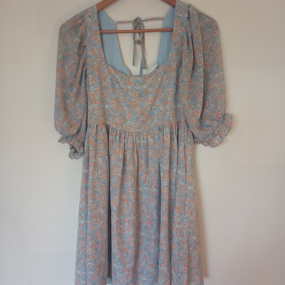 Altar'd State Blue Floral Midi Dress Size S